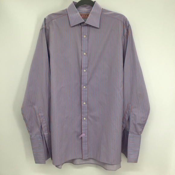 Thomas Pink Other - PINK Thomas Pink Striped Barrel French Cuff Men’s Dress Shirt Blue Size 16/34